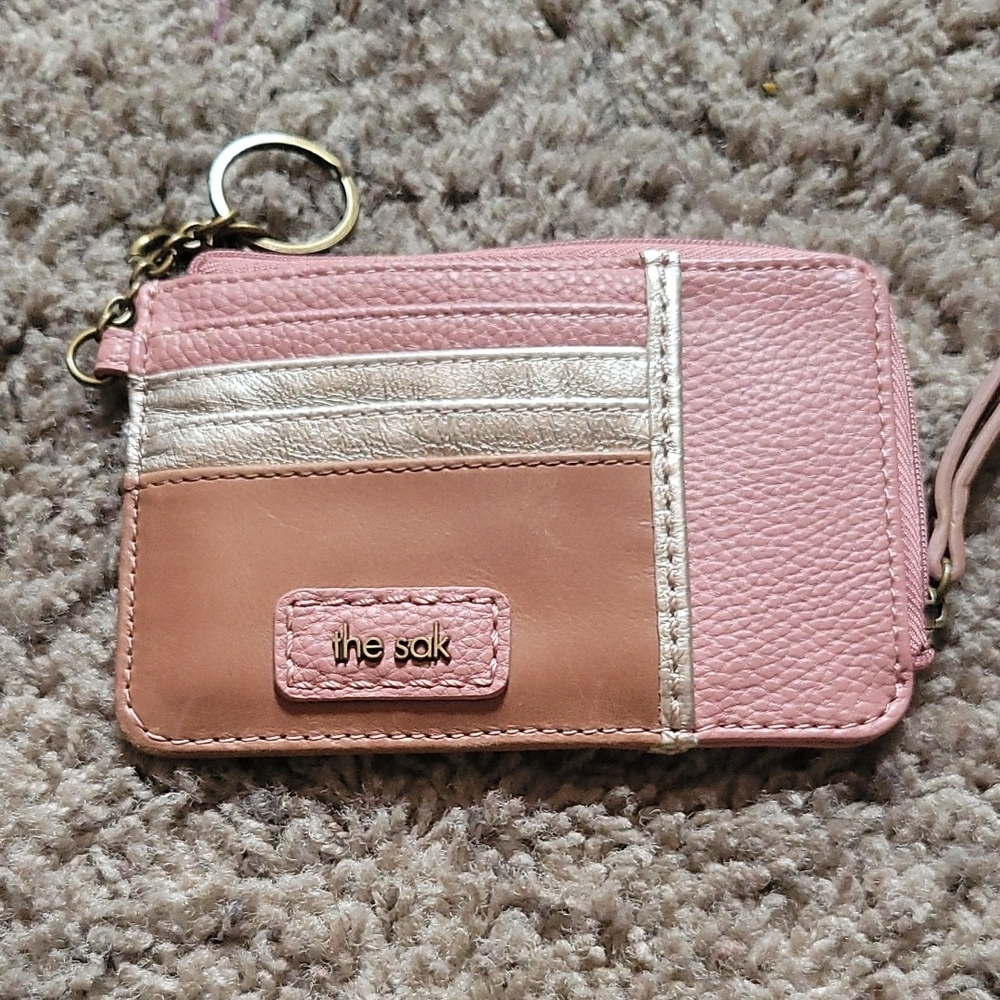 The Sak Pink & Cream Color-Blocked Key & Card Holder